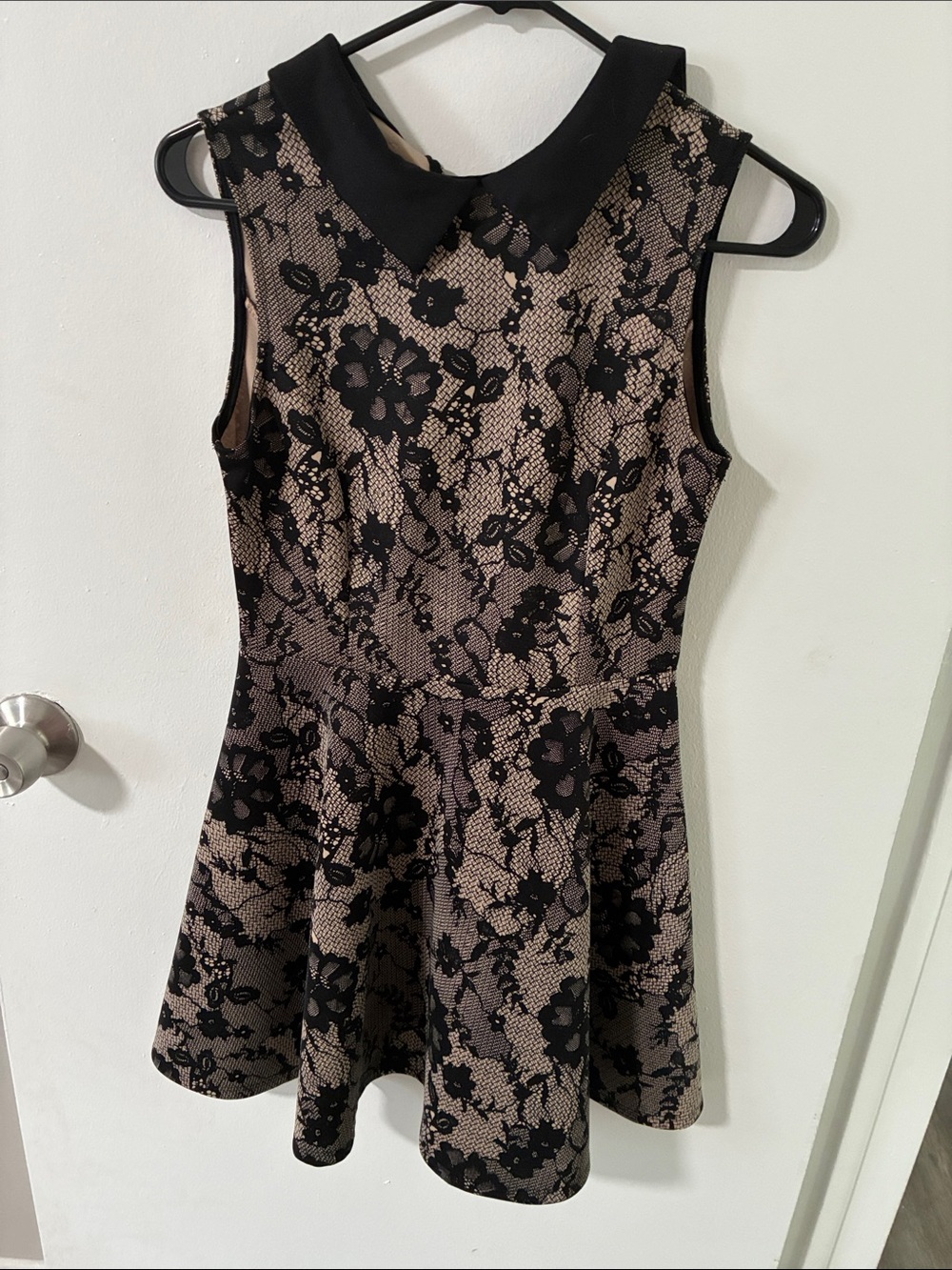 Love Culture Black Lace Overlay Dress with Tan Lining